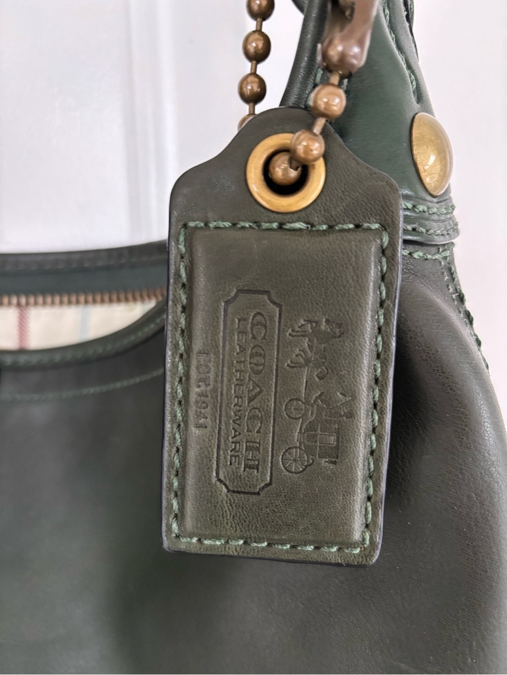 Coach Bag XL Bleecker Tattersall Duffle Sac Bottle Green Style 11423 - Picture 4 of 16